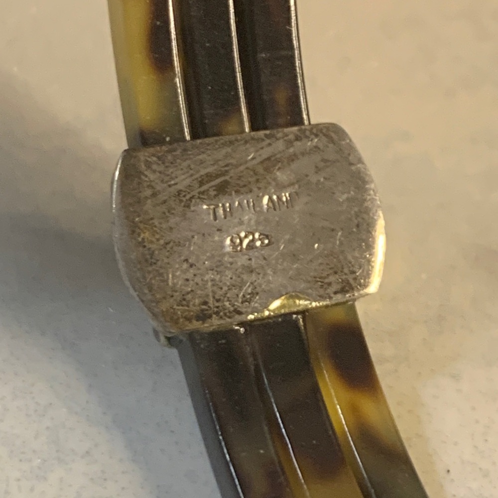 925 Sterling Tortoise Shell Patterned Bracelet - image 2